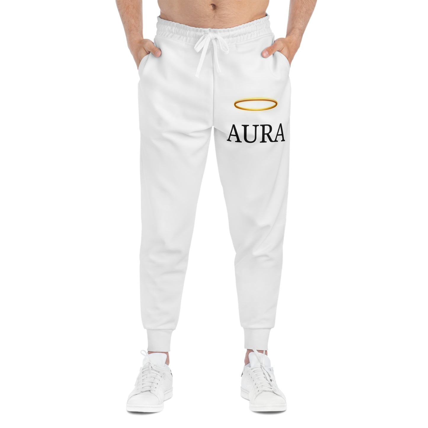 White Aura Joggers with Black Print