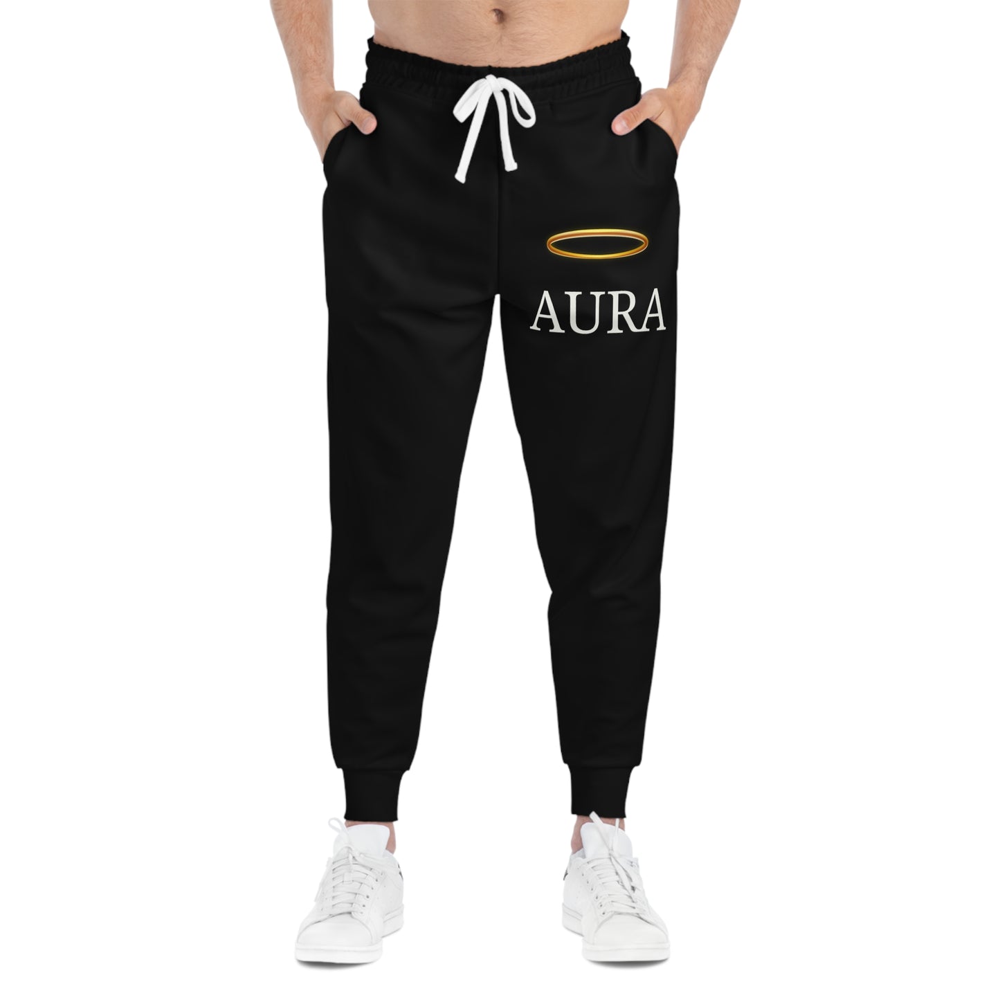 Black Aura Joggers with White Print