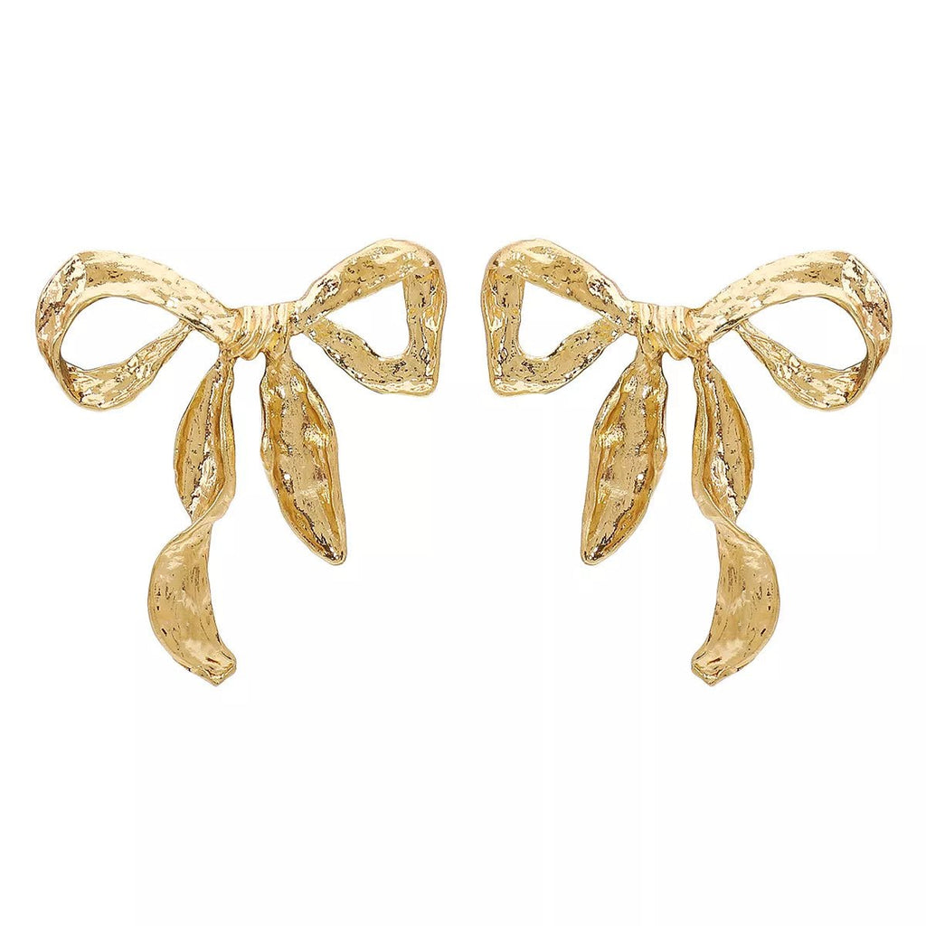 18K Gold-Plated Bow Earrings - Aura Apparel