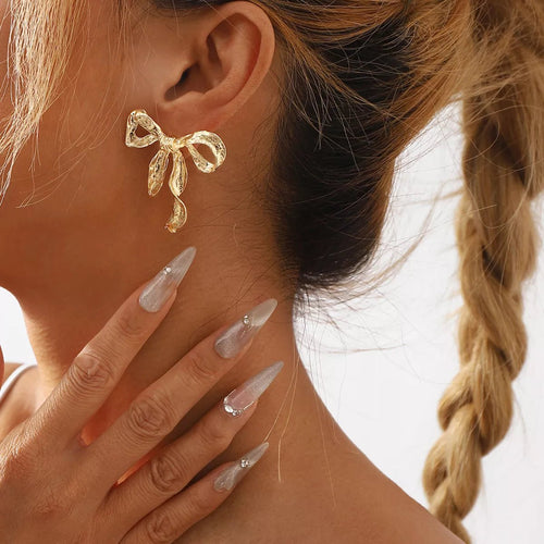 18K Gold-Plated Bow Earrings - Aura Apparel