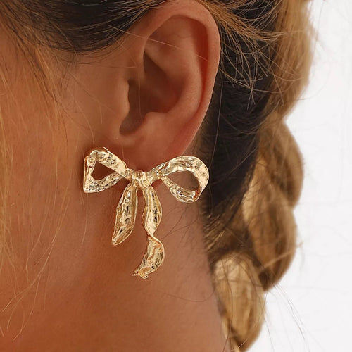 18K Gold-Plated Bow Earrings - Aura Apparel