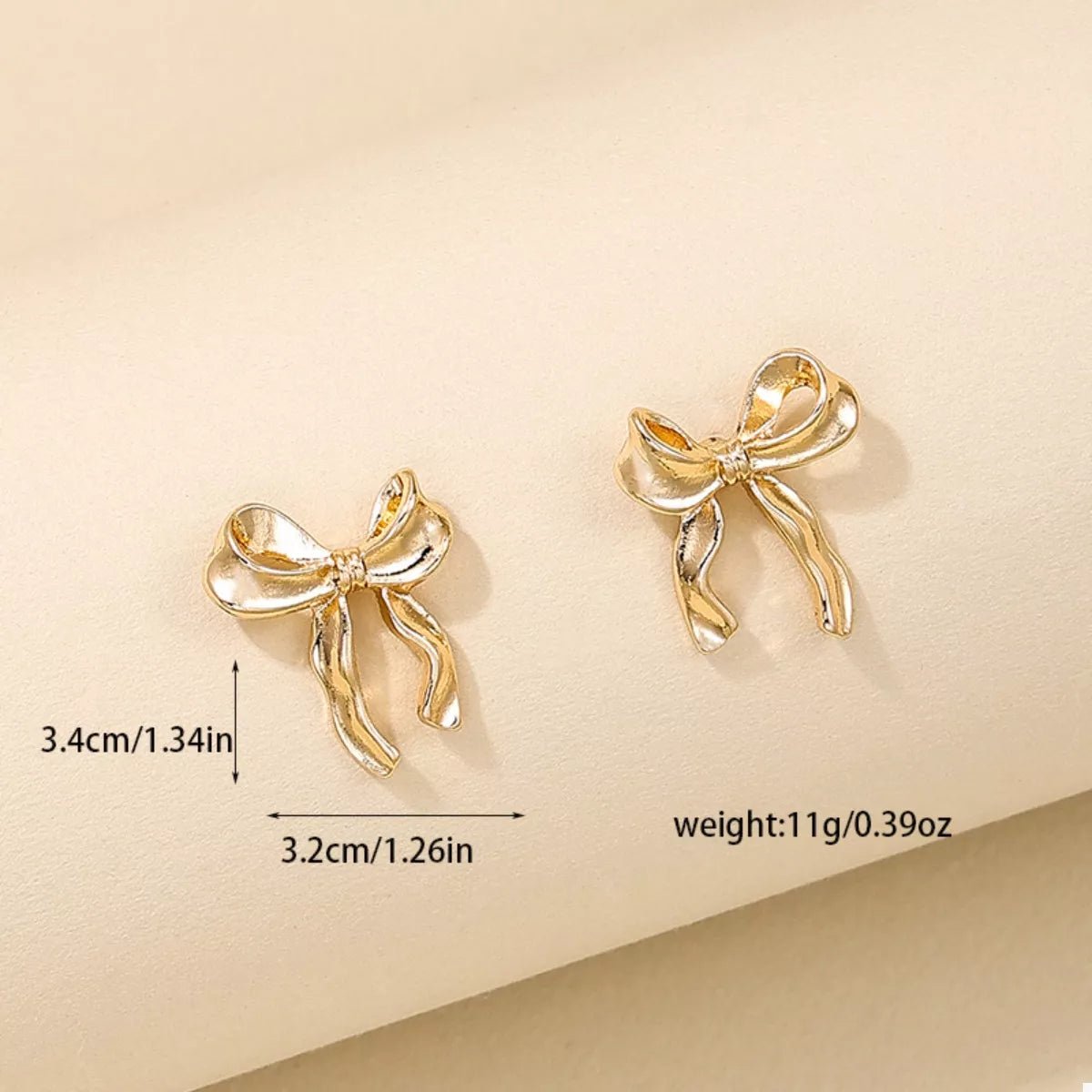 18K Gold-Plated Bow Stud Earrings - Aura Apparel