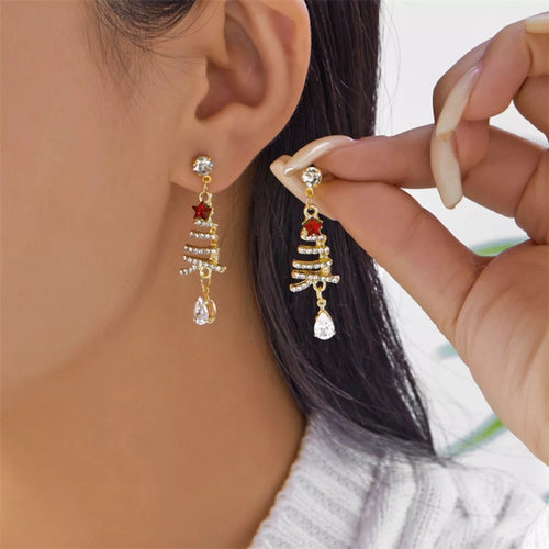 18K Gold-Plated Christmas Tree Earrings - Aura Apparel
