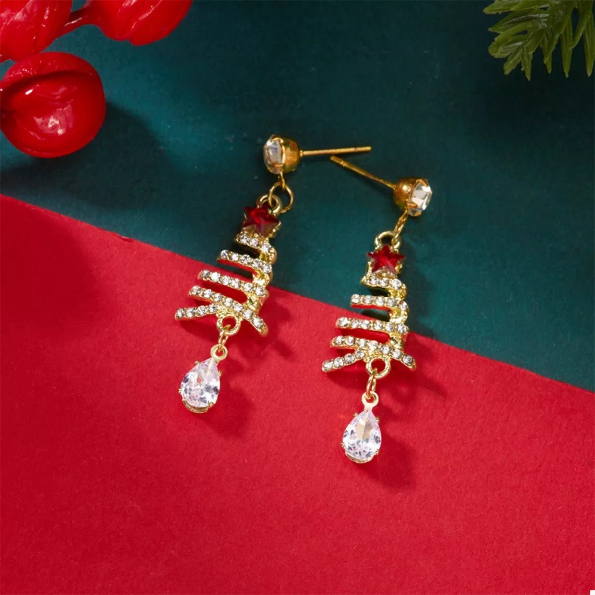 18K Gold-Plated Christmas Tree Earrings - Aura Apparel