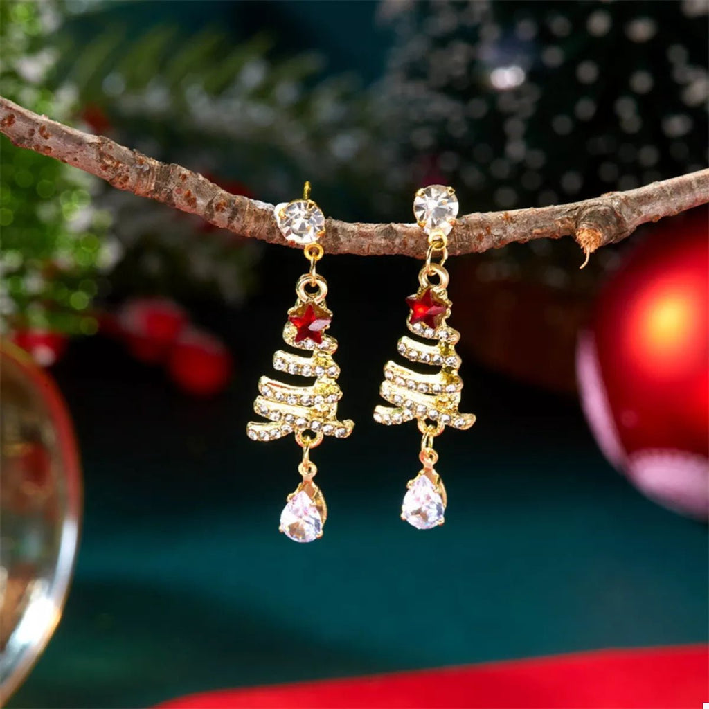 18K Gold-Plated Christmas Tree Earrings - Aura Apparel