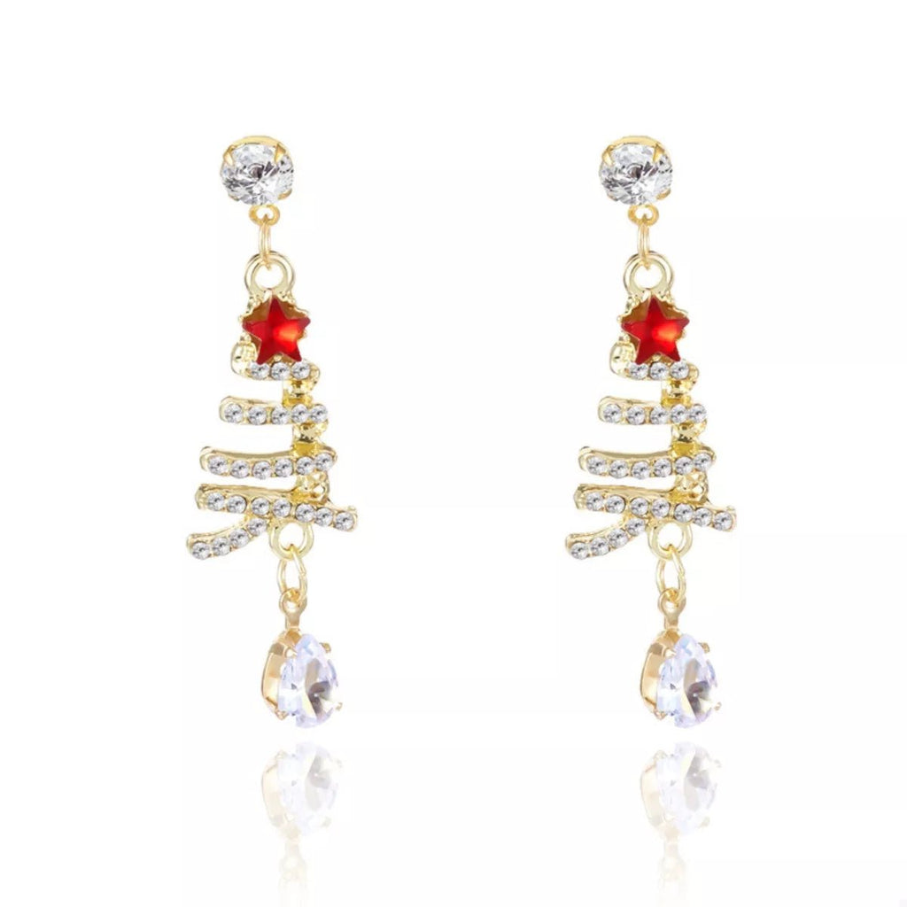 18K Gold-Plated Christmas Tree Earrings - Aura Apparel
