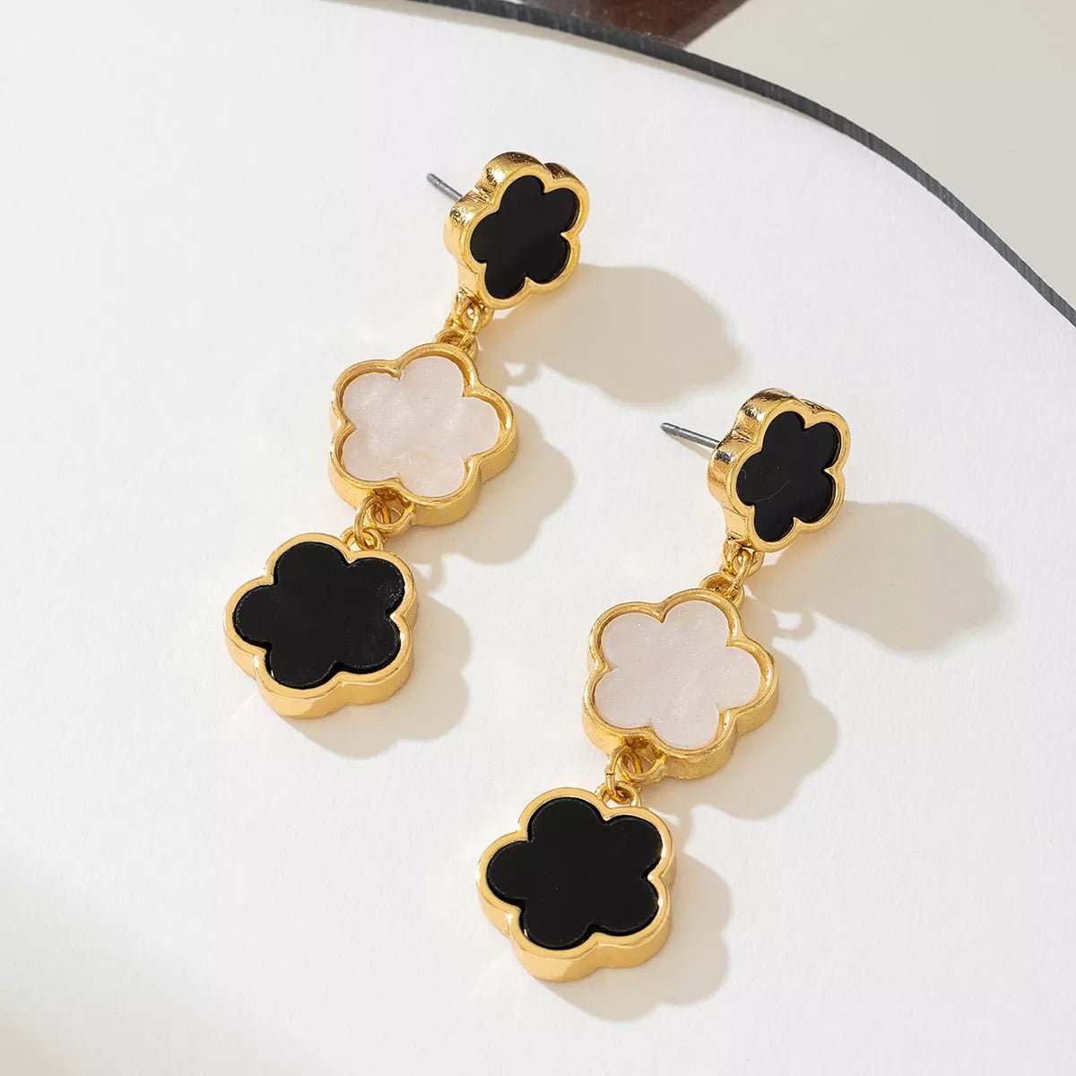 18K Gold-Plated Clover Drop Earrings - Aura Apparel