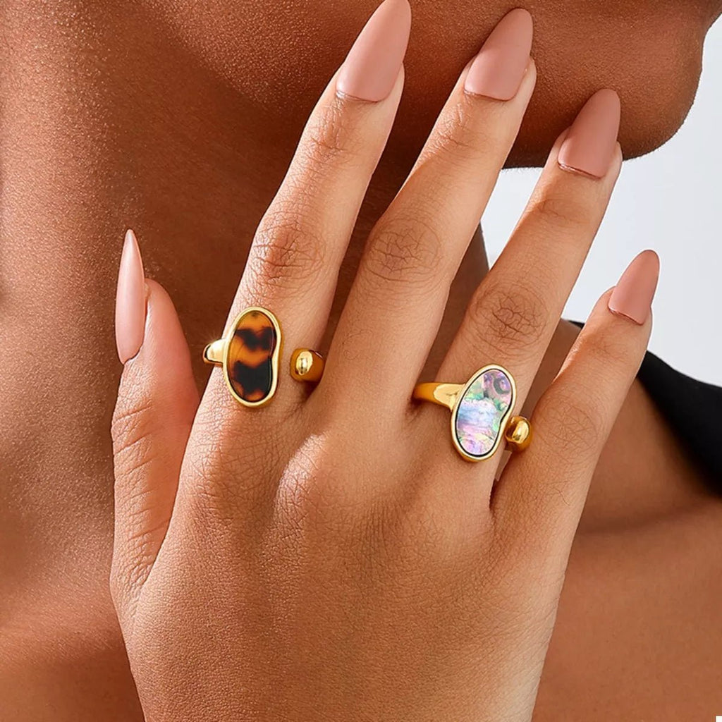 18K Gold-Plated Oval Open Ring - Aura Apparel