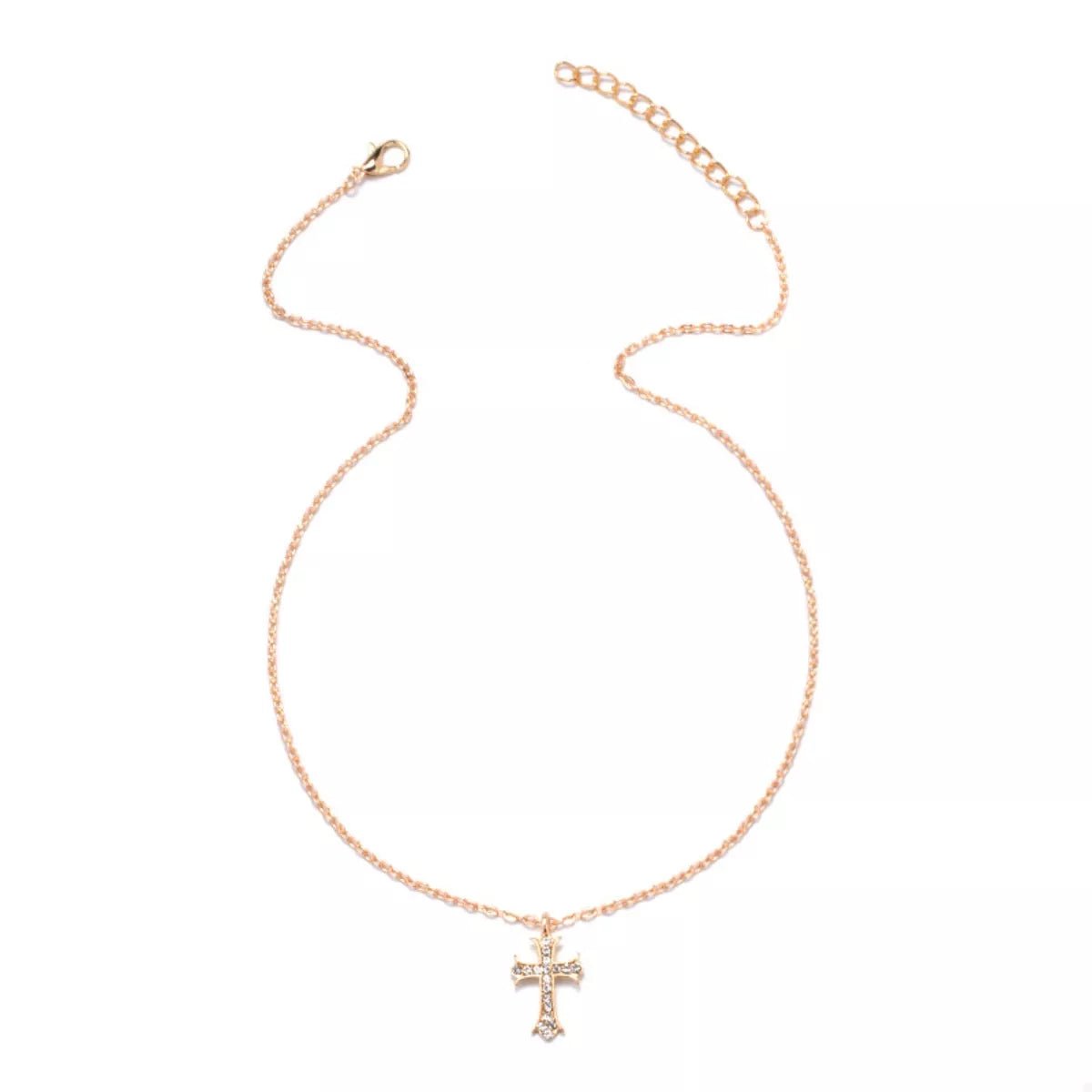 18K Gold-Plated Rhinestone Cross Necklace - Aura Apparel
