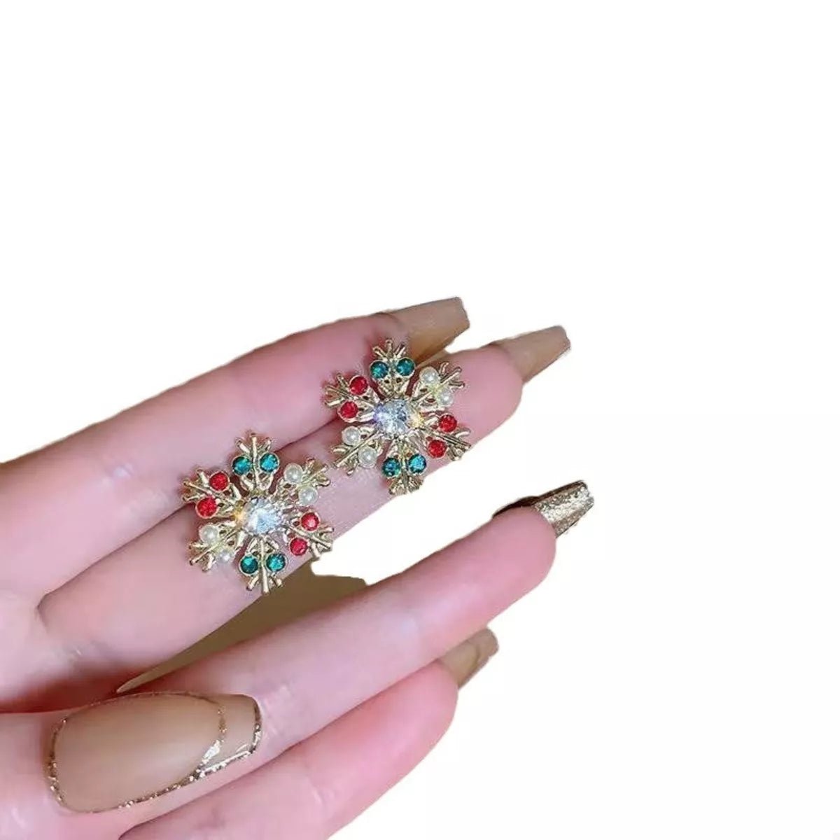 18K Gold-Plated Snowflake Stud Earrings - Aura Apparel
