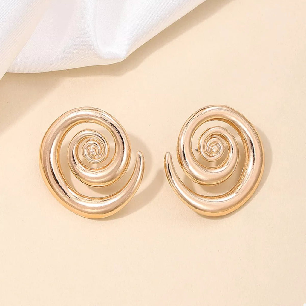 18K Gold-Plated Spiral Statement Earrings - Aura Apparel