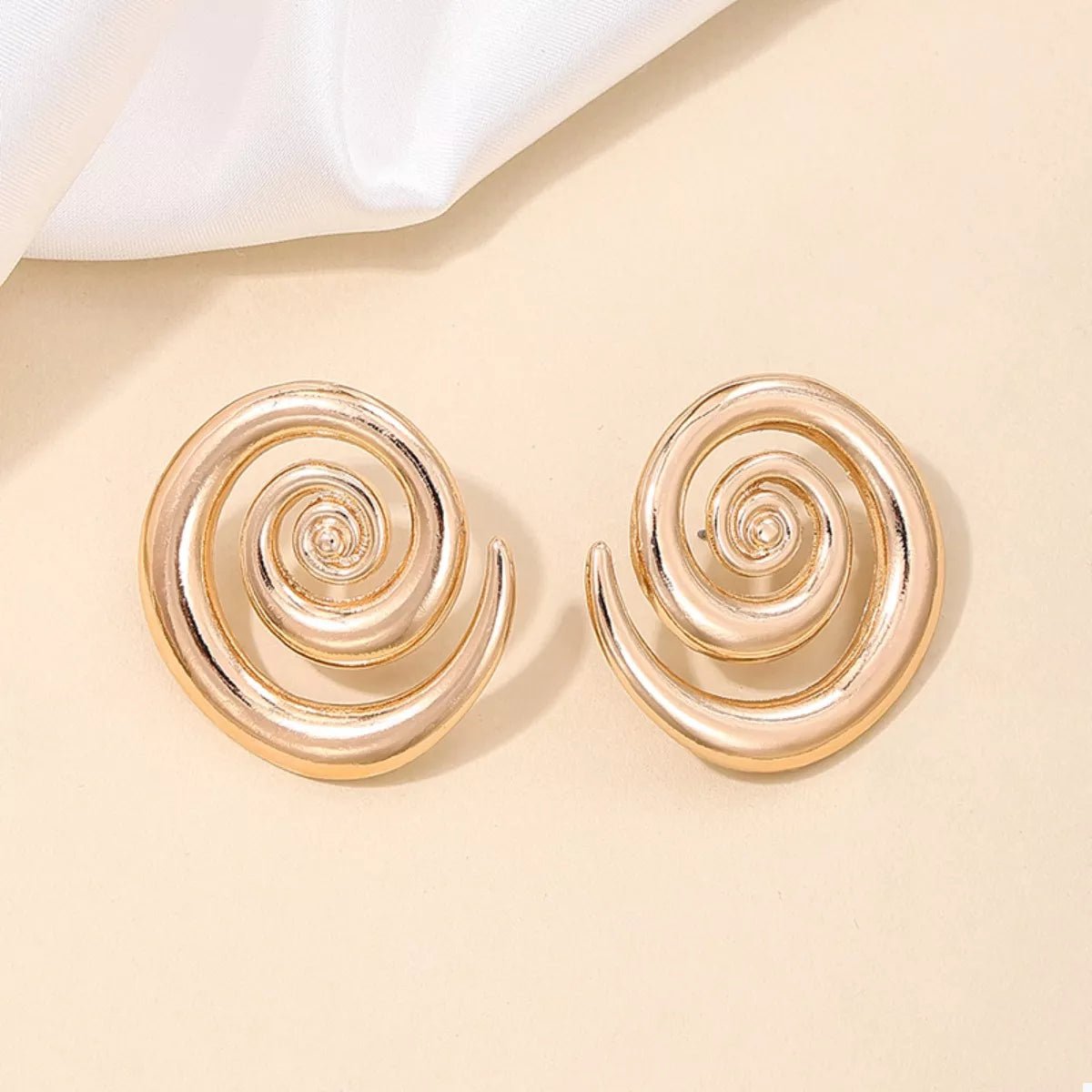 18K Gold-Plated Spiral Statement Earrings - Aura Apparel