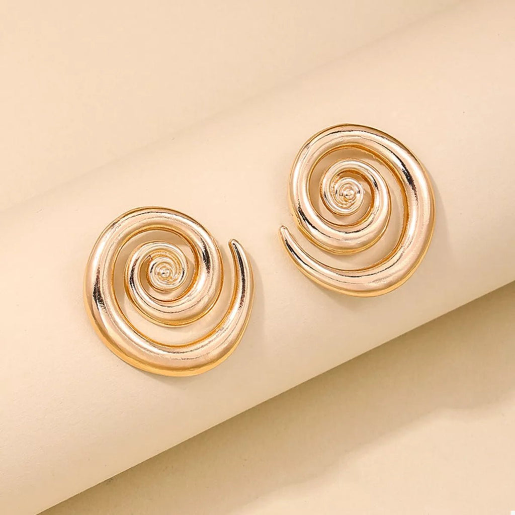 18K Gold-Plated Spiral Statement Earrings - Aura Apparel