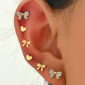 6 Piece Bow Heart Stud Earrings Set - Aura Apparel