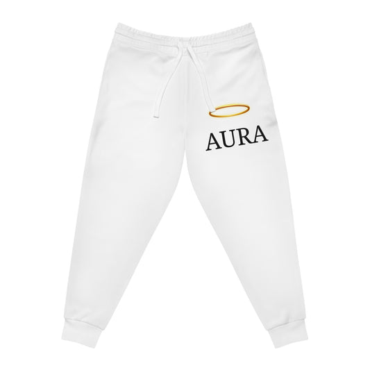 White Aura Joggers with Black Print
