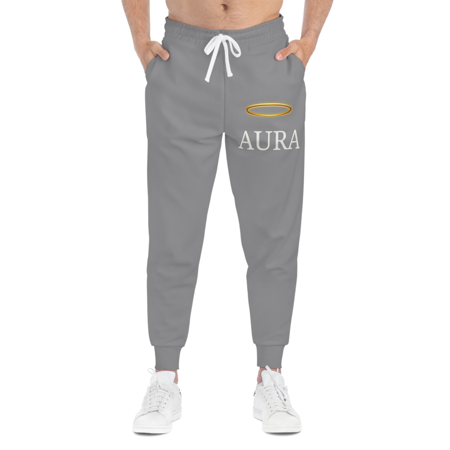 Grey Aura Joggers With White Print