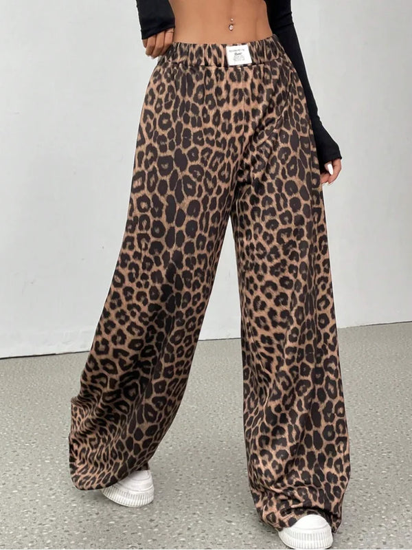 Leopard Print Wide Leg Pants