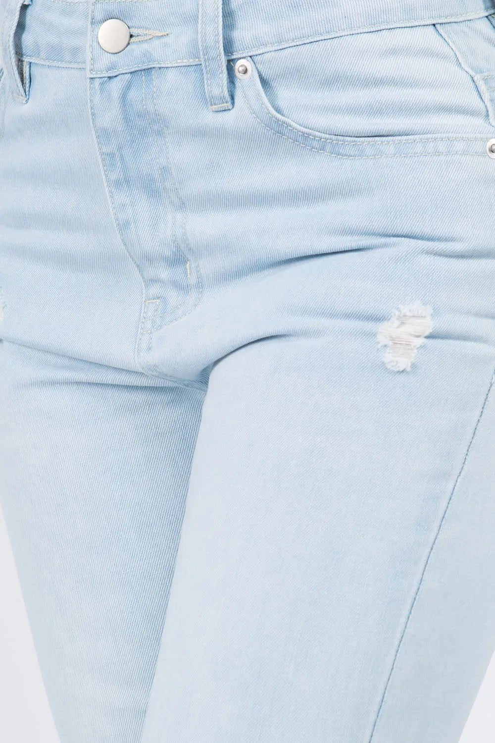 American Bazi High Waist Distressed Raw Hem Jeans - Aura Apparel