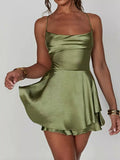 Backless Layered Ruffled Cami Dress - Aura Apparel