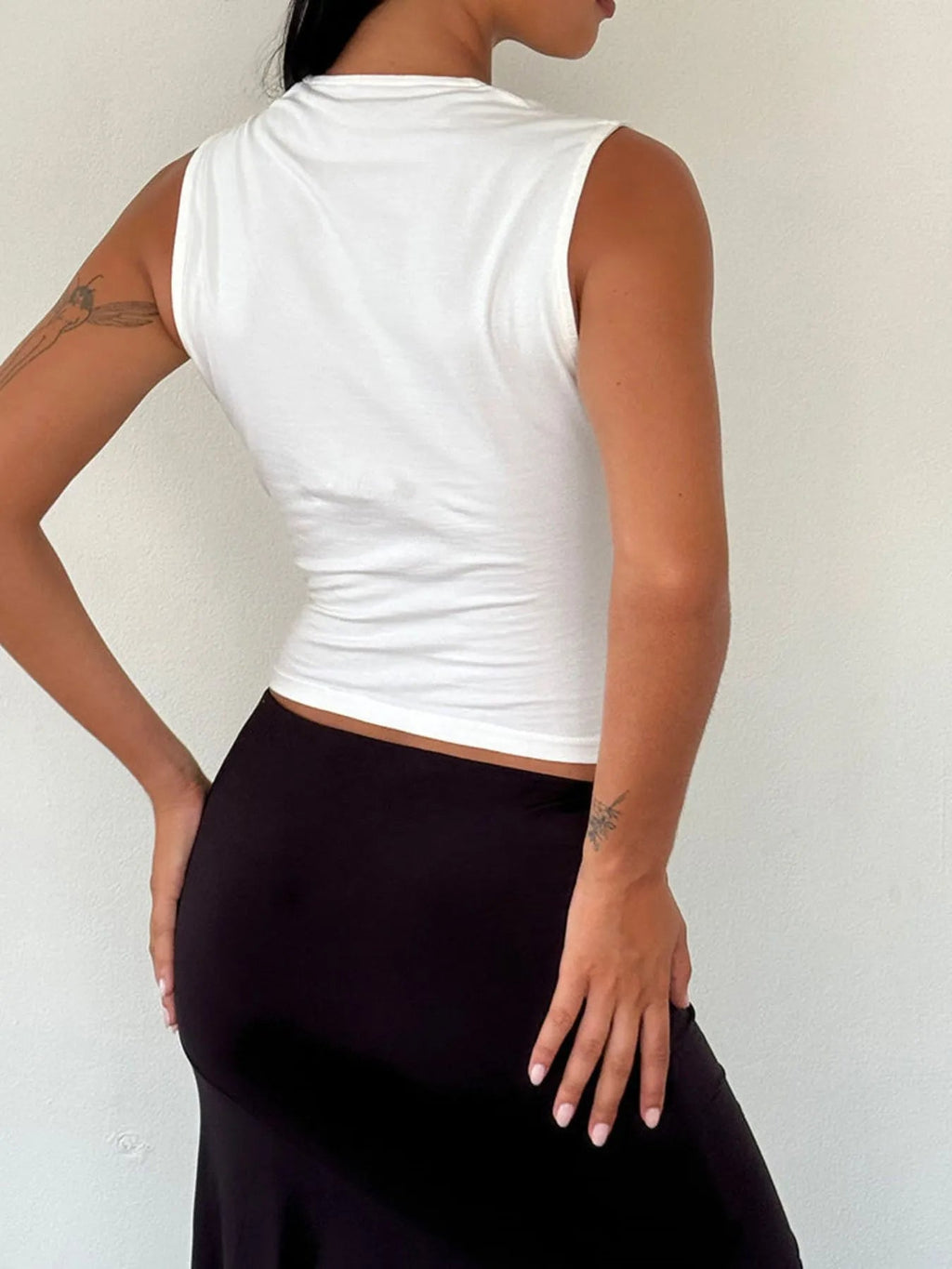 Bow Detail Square Neck Cropped Tank - Aura Apparel