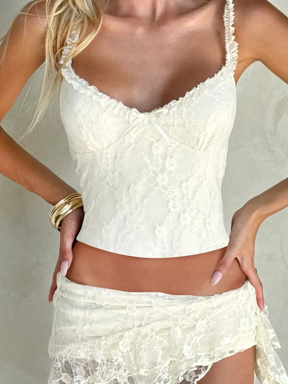Bow Frill Lace Cami - Aura Apparel