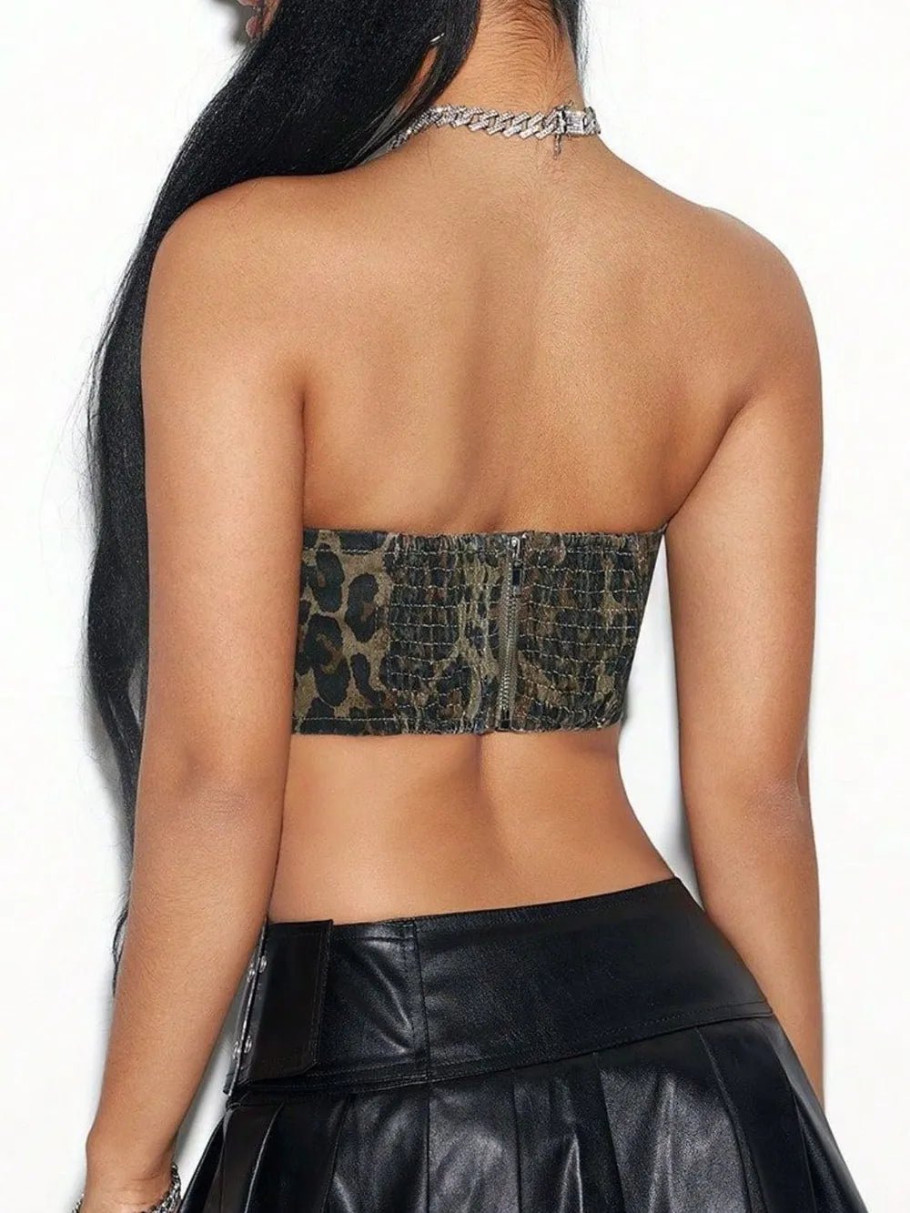 Bow Trim Leopard Tube Top - Aura Apparel