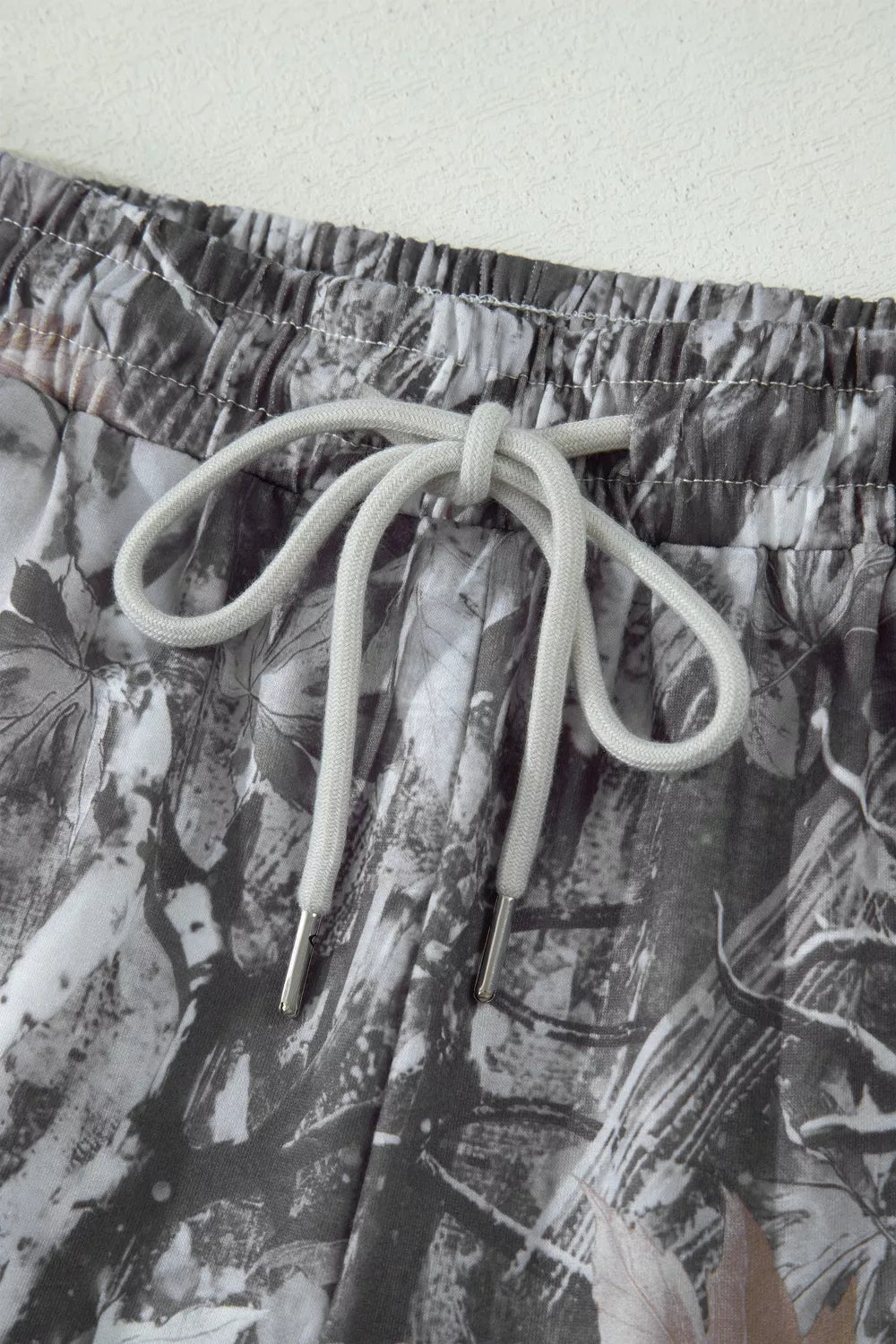 Camo Printed Tie Waist Shorts - Aura Apparel