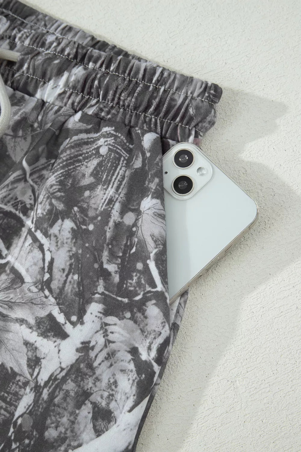 Camo Printed Tie Waist Shorts - Aura Apparel