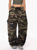 Camouflage Cargo Pants with Drawstring Waist - Aura Apparel