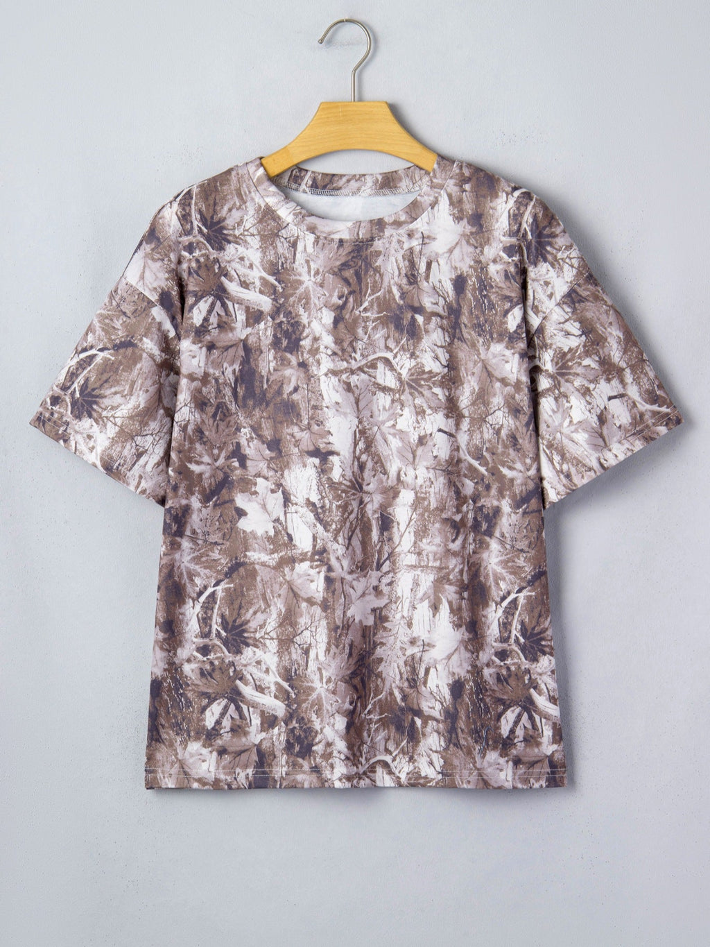 Camouflage Woodland Print Drop Shoulder Tunic Tee - Aura Apparel