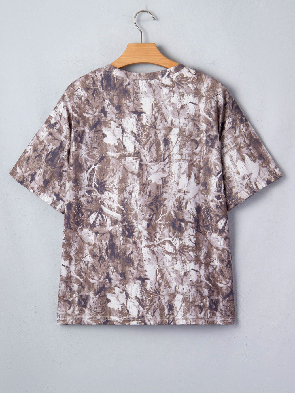 Camouflage Woodland Print Drop Shoulder Tunic Tee - Aura Apparel