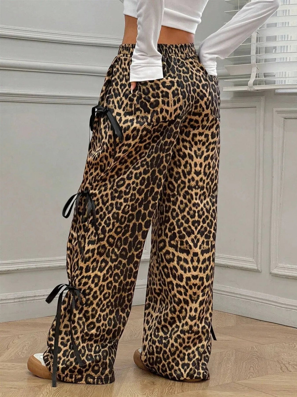 Cargo Wide Leg Pants with Side Tie Details - Aura Apparel