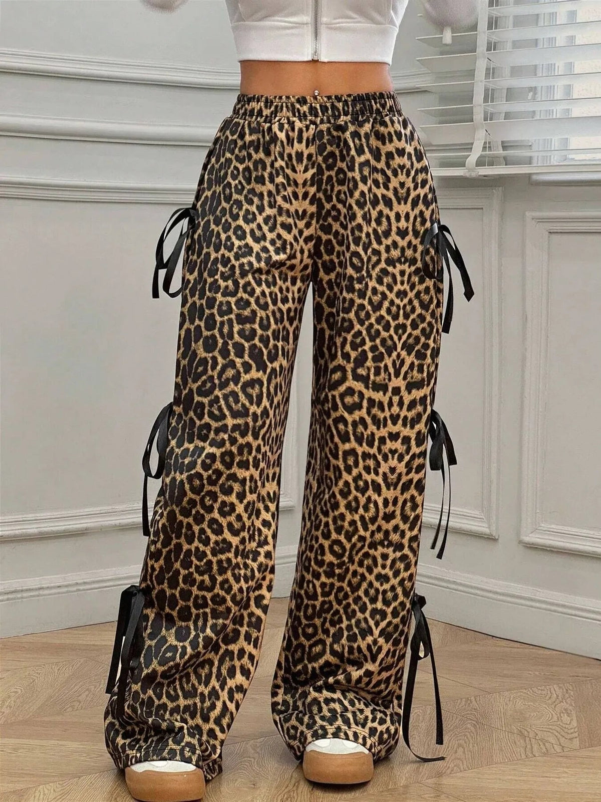Cargo Wide Leg Pants with Side Tie Details - Aura Apparel