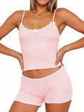 Contrast Trim Cami and Shorts Set - Aura Apparel
