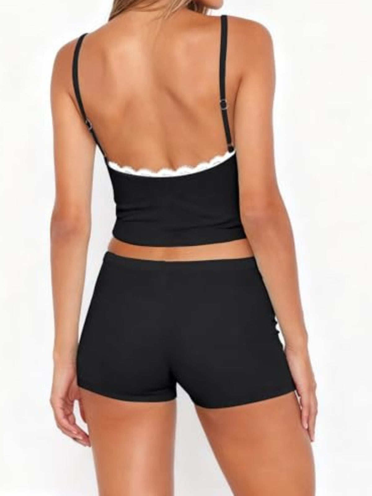 Contrast Trim Cami and Shorts Set - Aura Apparel