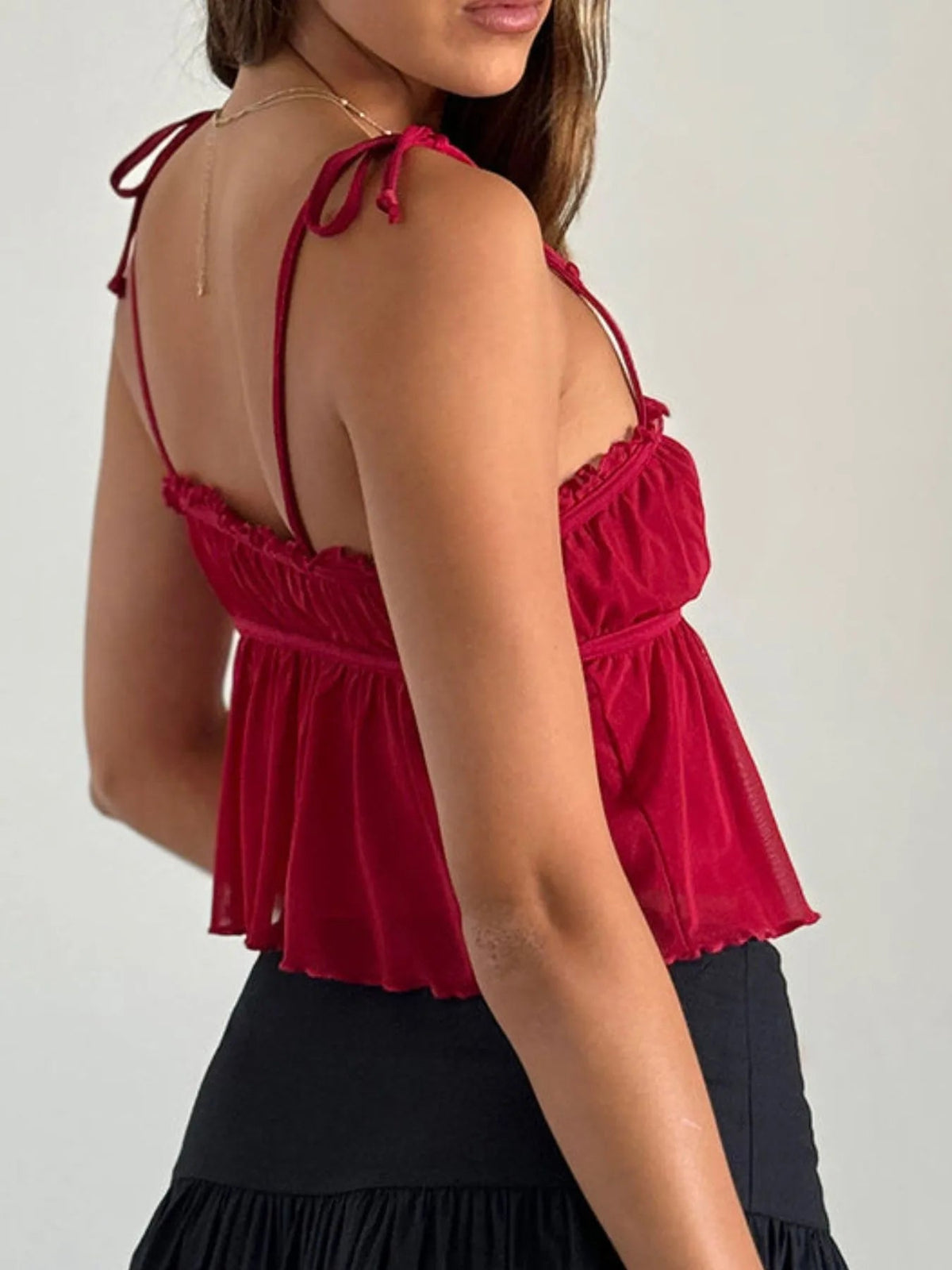 Contrast Trim Tie Straps Cami - Aura Apparel