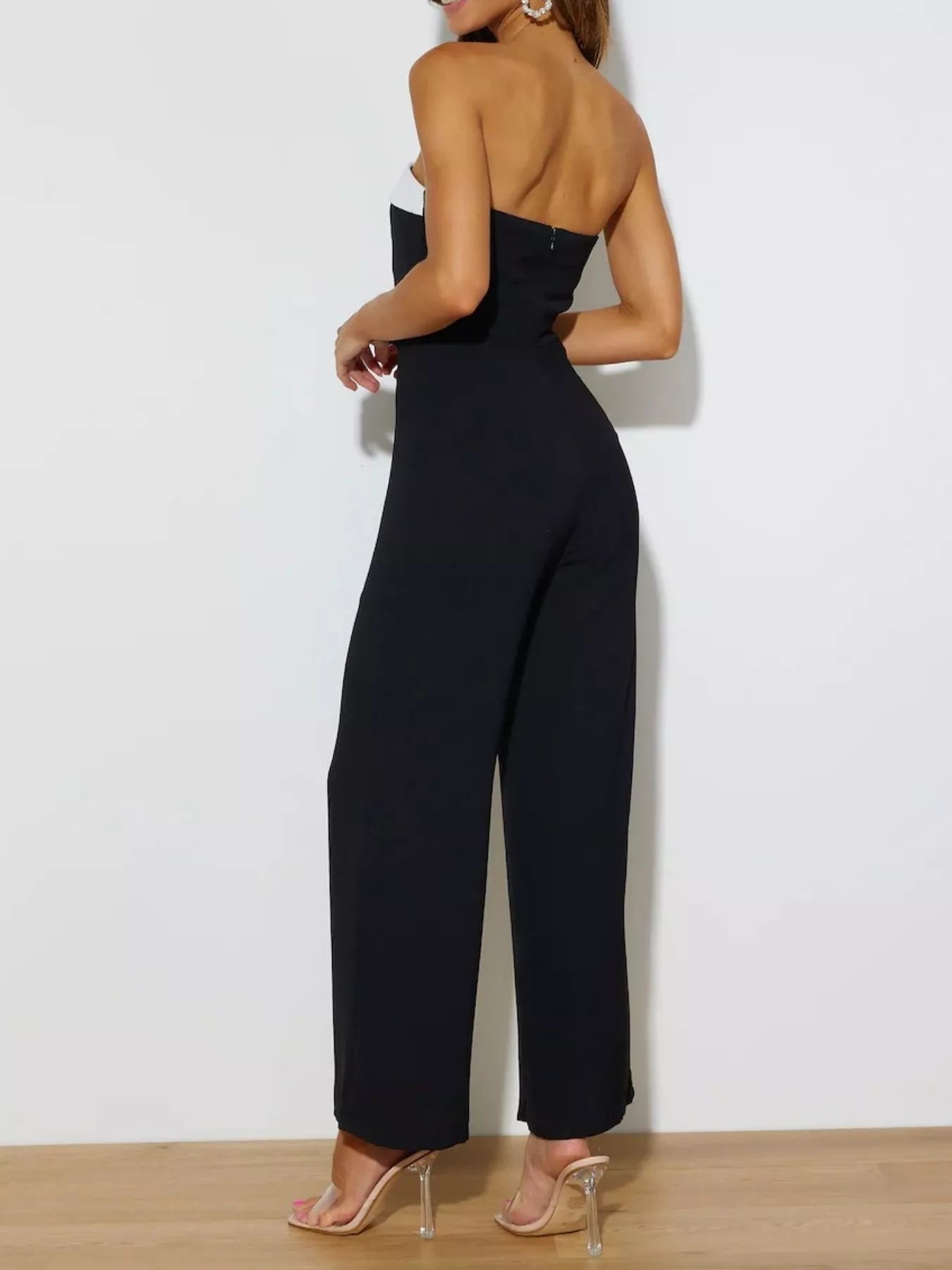 Contrast Tube Wide Leg Jumpsuit - Aura Apparel