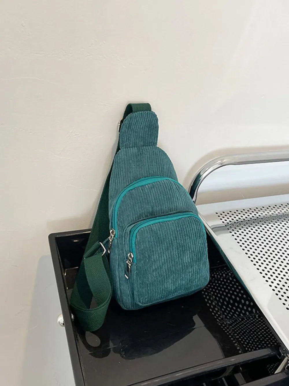 Corduroy Solid Color Crossbody Bag - Aura Apparel