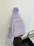 Corduroy Solid Color Crossbody Bag - Aura Apparel