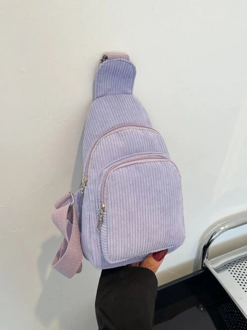 Corduroy Solid Color Crossbody Bag - Aura Apparel
