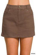 Cotton Twill Lined Mini Skirts - Aura Apparel