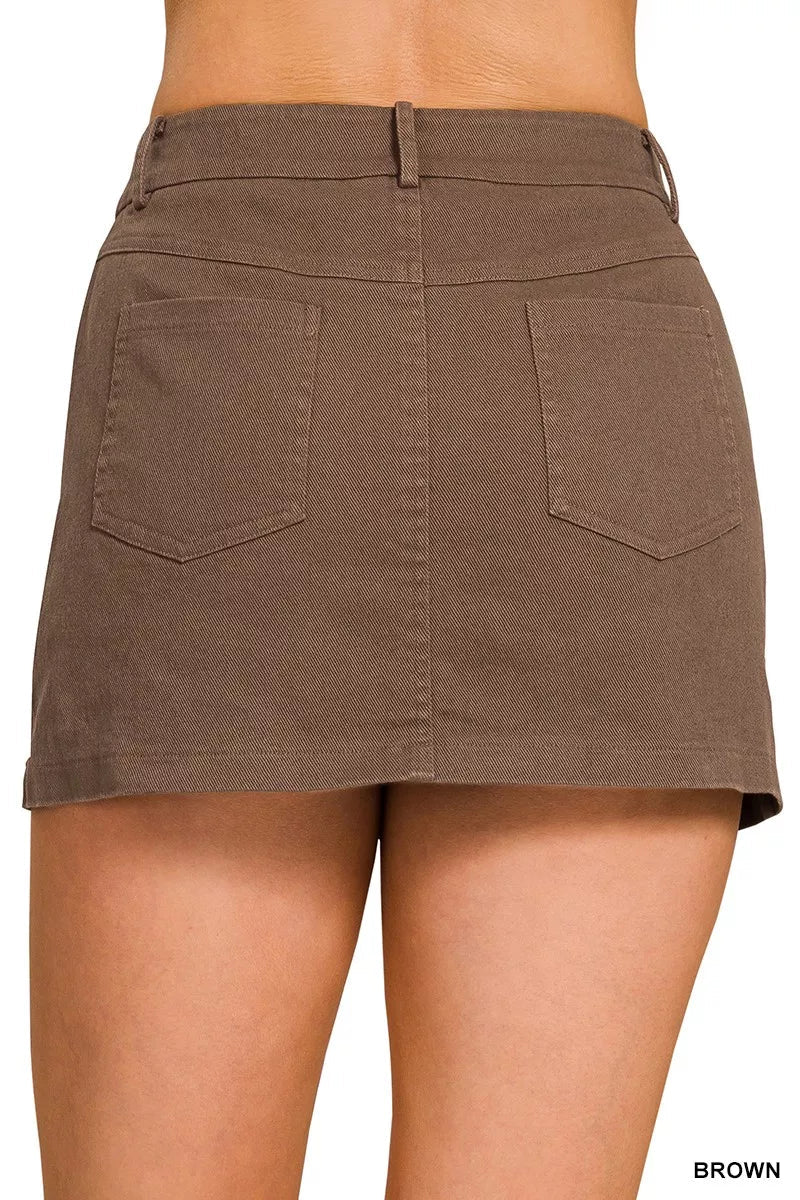 Cotton Twill Lined Mini Skirts - Aura Apparel