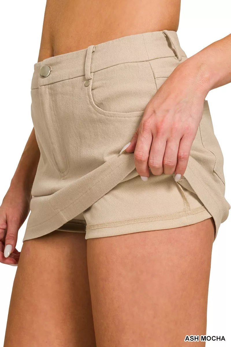 Cotton Twill Lined Mini Skirts - Aura Apparel