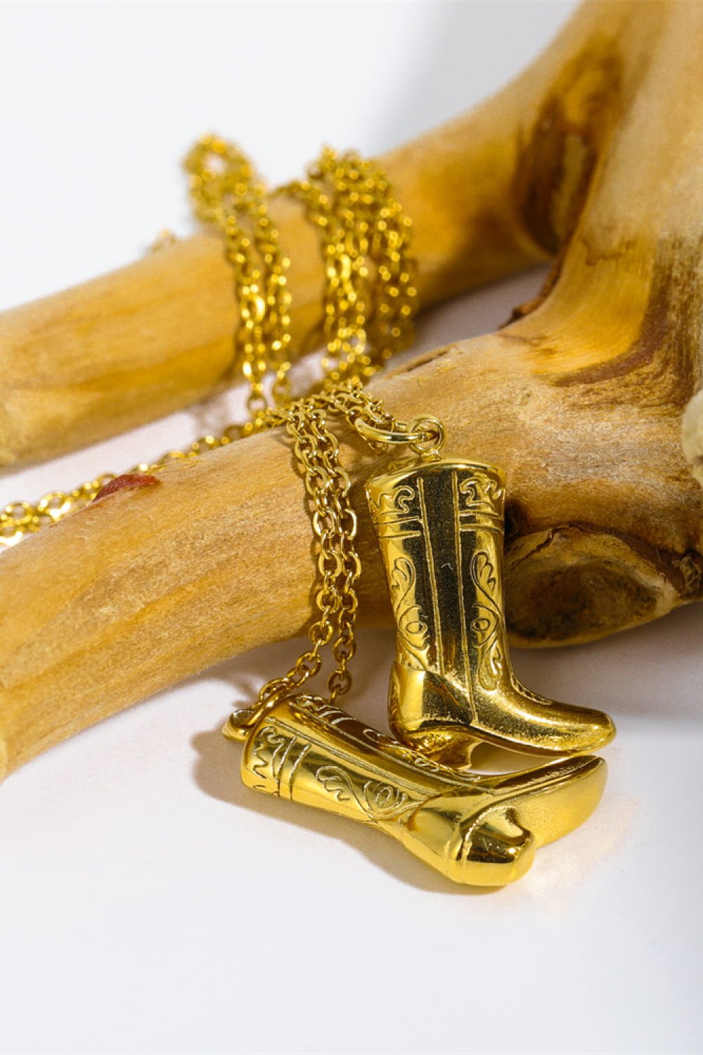 Cowboy Boot Pendant Stainless Steel Necklace - Aura Apparel