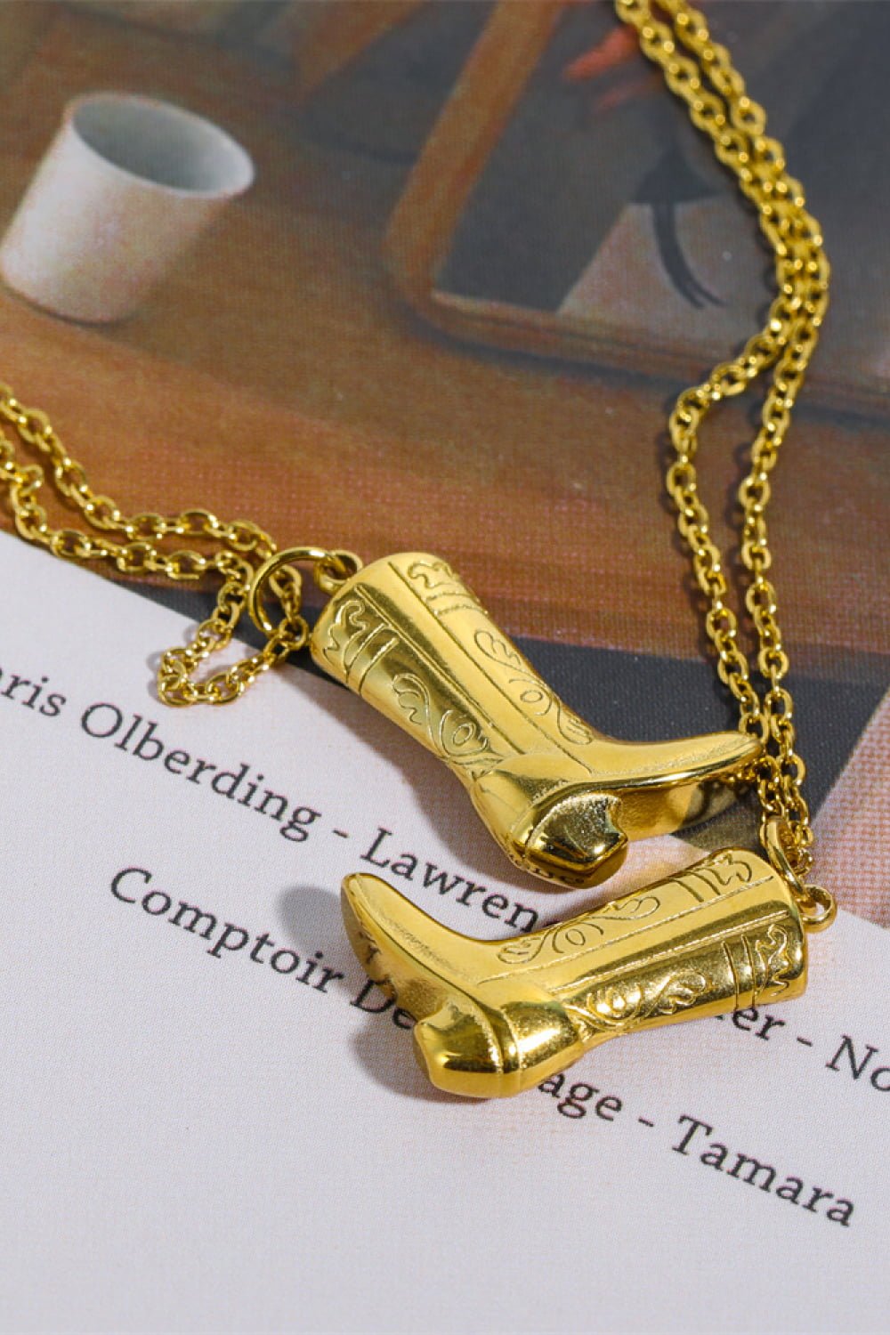 Cowboy Boot Pendant Stainless Steel Necklace - Aura Apparel