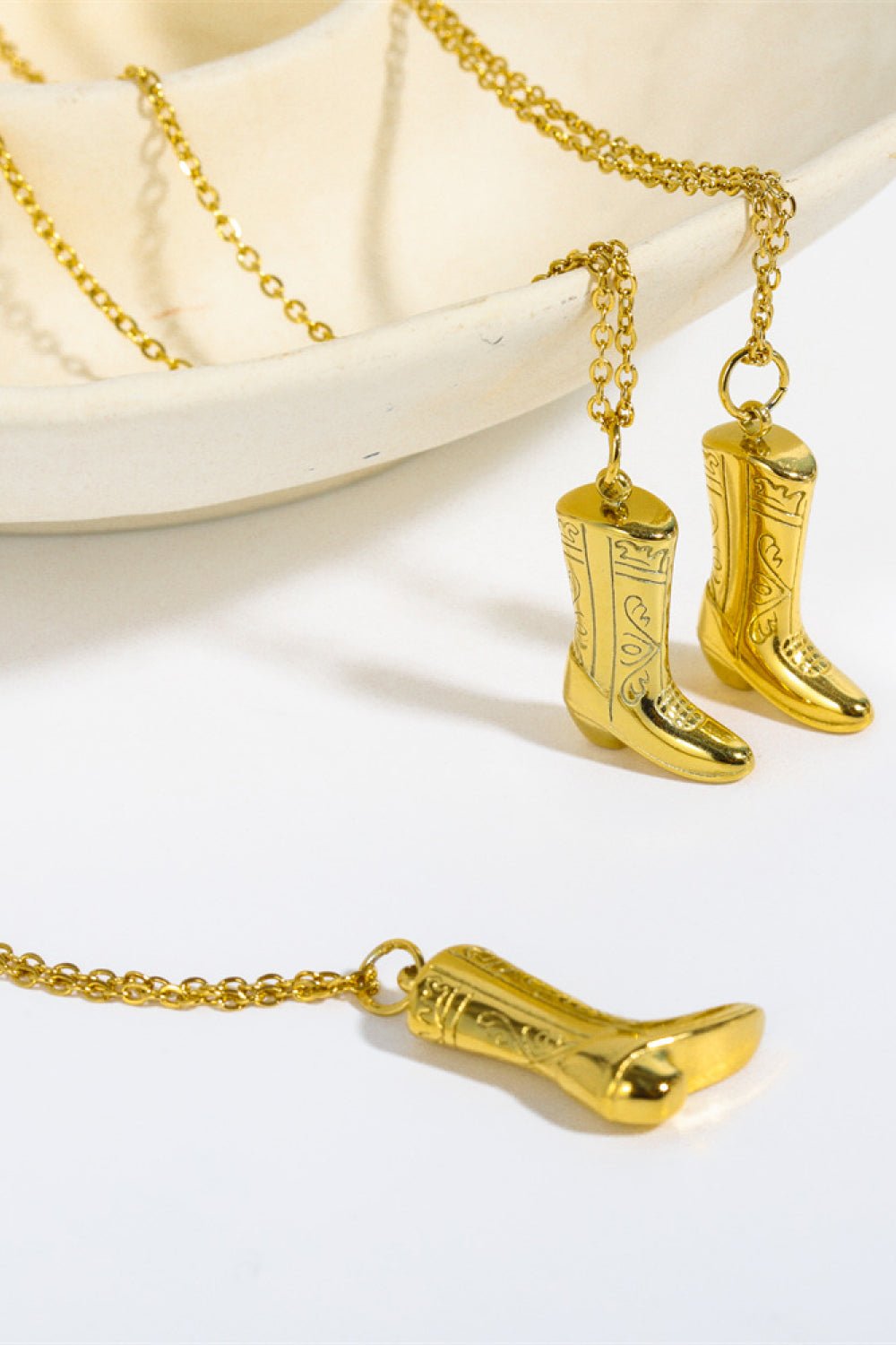 Cowboy Boot Pendant Stainless Steel Necklace - Aura Apparel