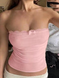 Devine Lace Detail Bow Tube Top - Aura Apparel