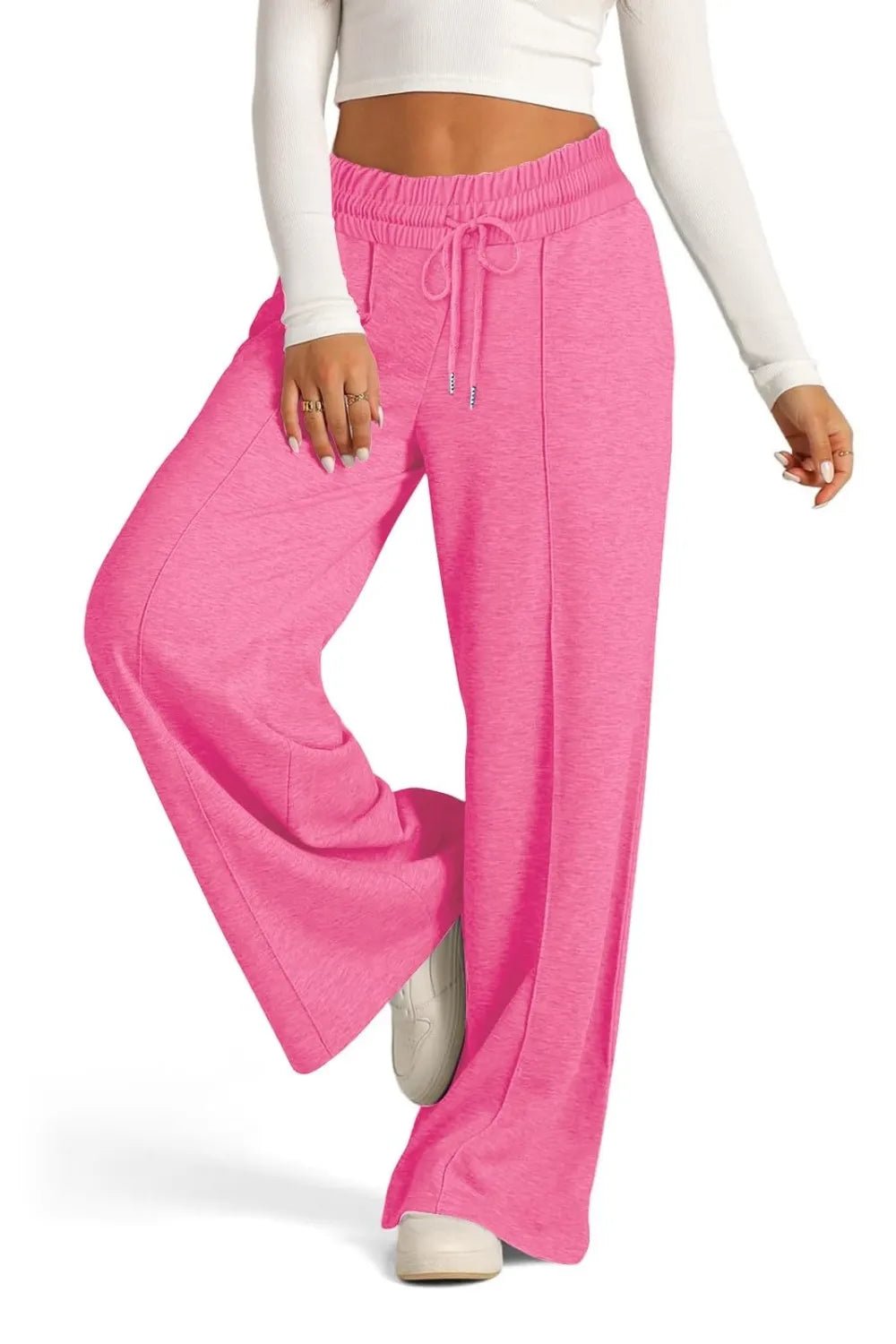 Drawstring Waist Wide Leg Pants - Aura Apparel