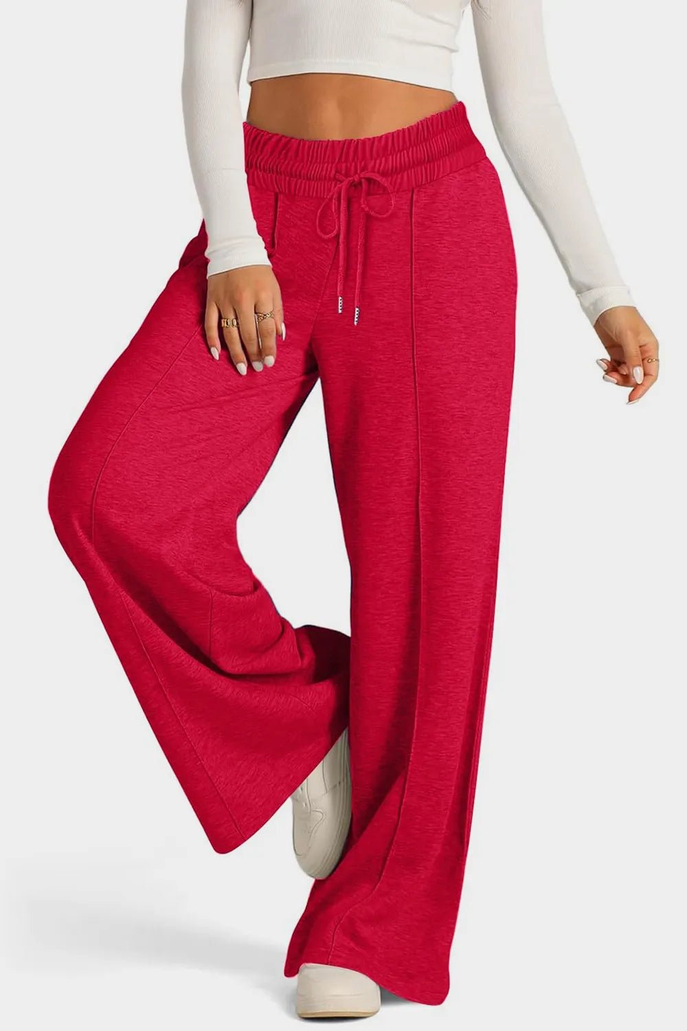 Drawstring Waist Wide Leg Pants - Aura Apparel