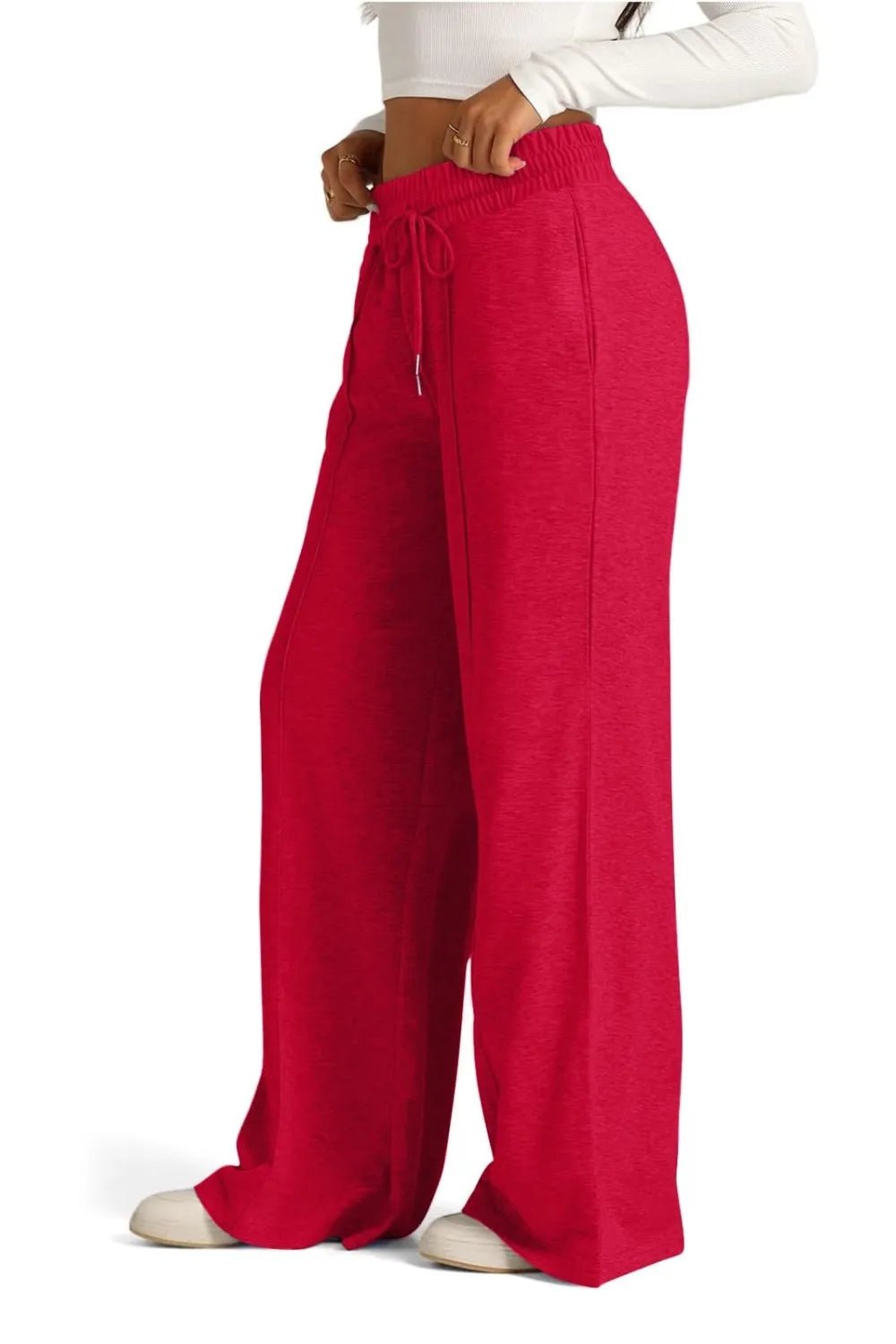 Drawstring Waist Wide Leg Pants - Aura Apparel